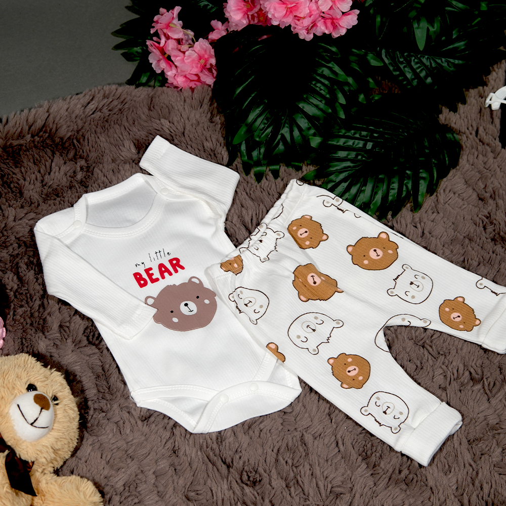 Bear Ayıcık Kollu 2’Li Zıbın Body Takım 3-9 Ay