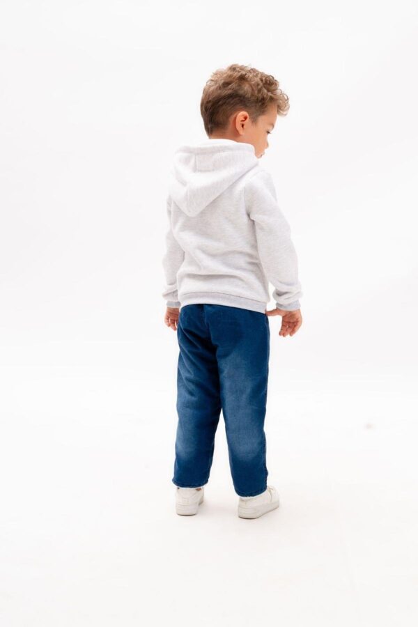 Erkek Çocuk Gri Kapüşonlu Sweat & Kot Pantolon Takımı | Ayıcık Baskılı 2'li Set - Görsel 3