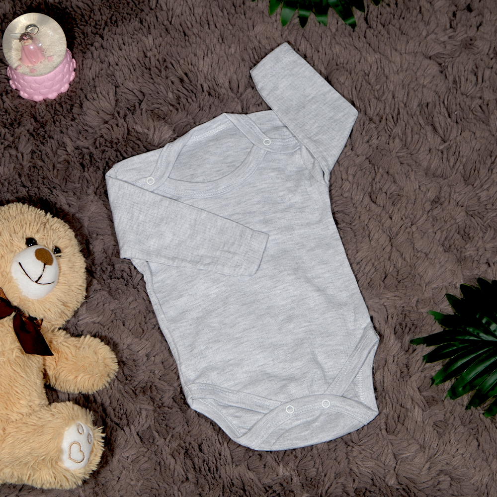 Gri Kollu Zıbın Body 0-12 Ay