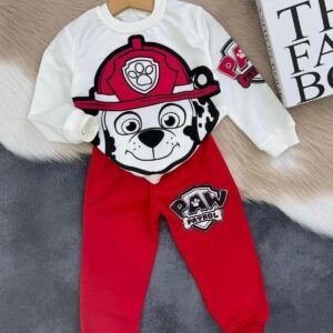 Kırmızı Paw Patrol Baskılı 2'li Çocuk Takımı | %100 Organik Pamuk