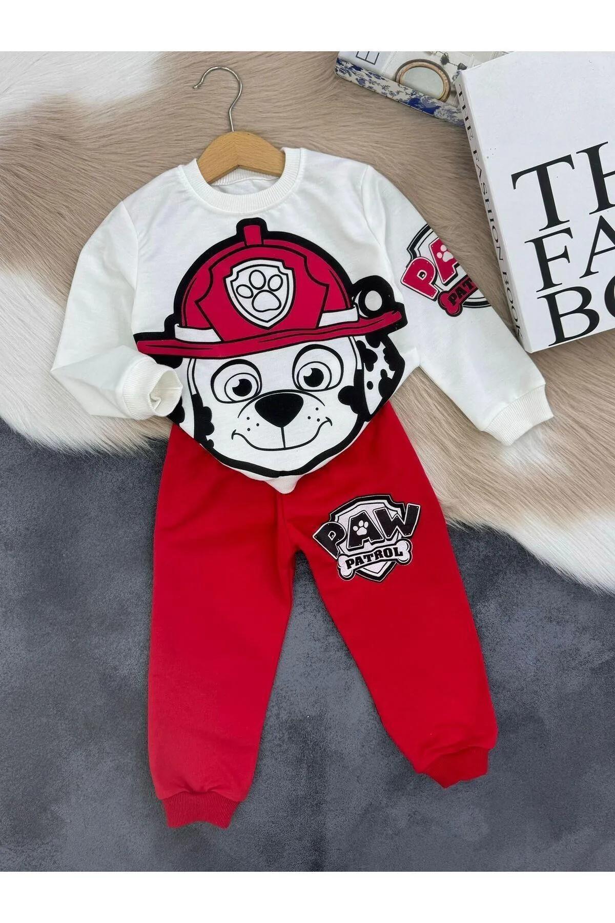 Kırmızı Paw Patrol Baskılı 2’li Çocuk Takımı | %100 Organik Pamuk