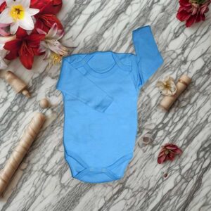 Mavi Düz Kollu Body Zıbın 1 Ay - 3 Yaş