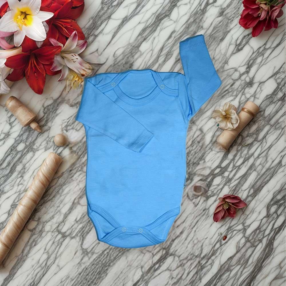 Mavi Düz Kollu Body Zıbın 1 Ay – 3 Yaş