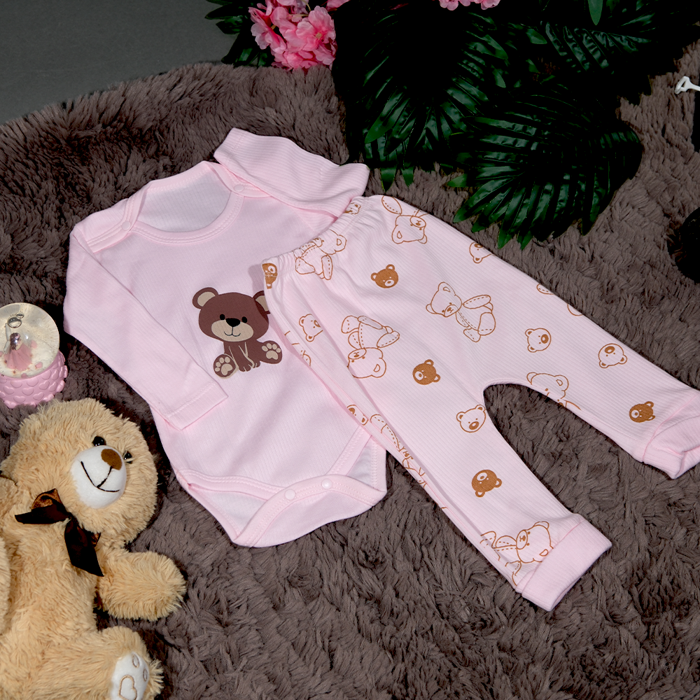 Pembe Ayıcıklı Body Takım 3 – 9 Ay