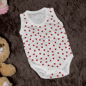 Raporlu Küçük Kalp Baskılı Zıbın Body 0-6 Ay