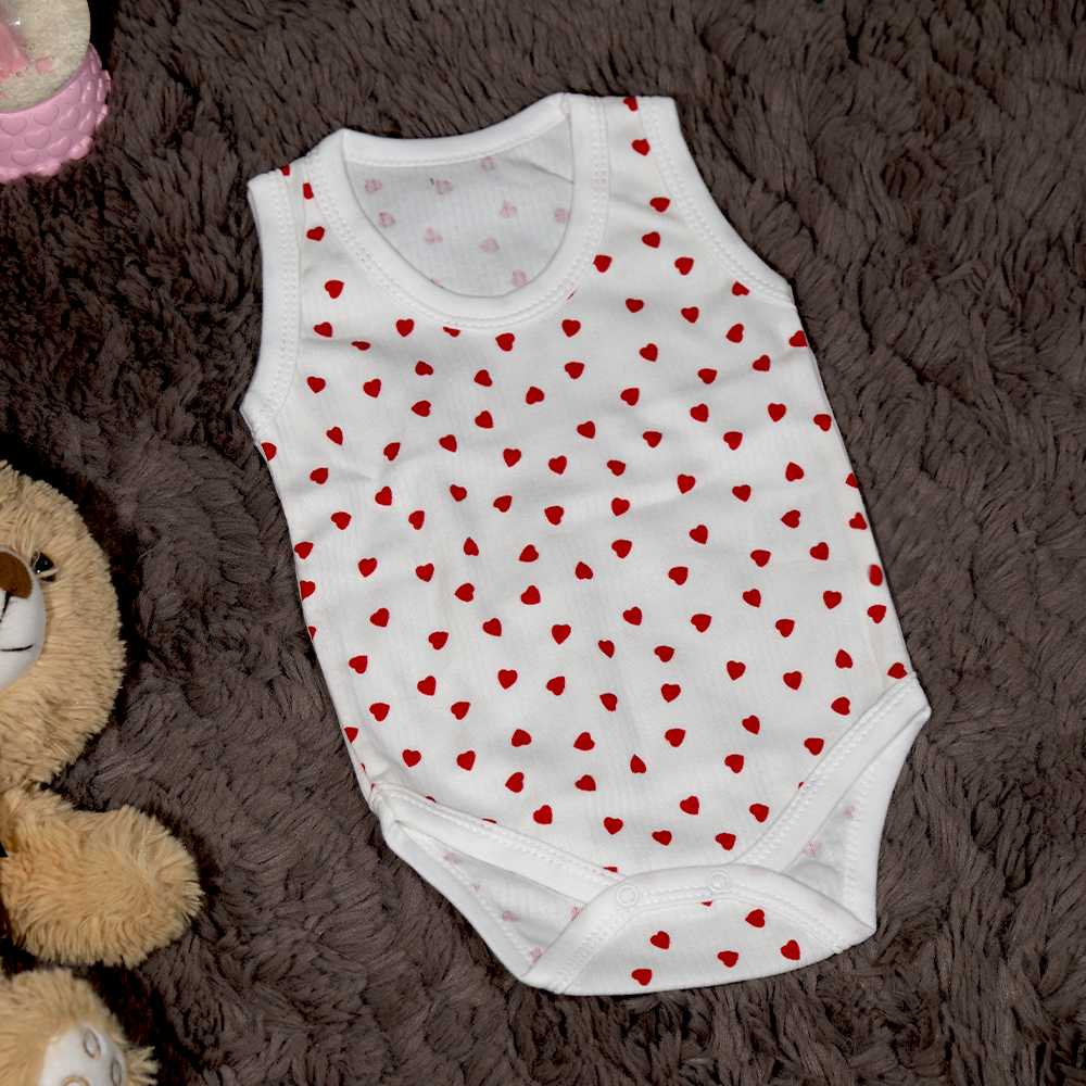 Raporlu Küçük Kalp Baskılı Zıbın Body 0-6 Ay